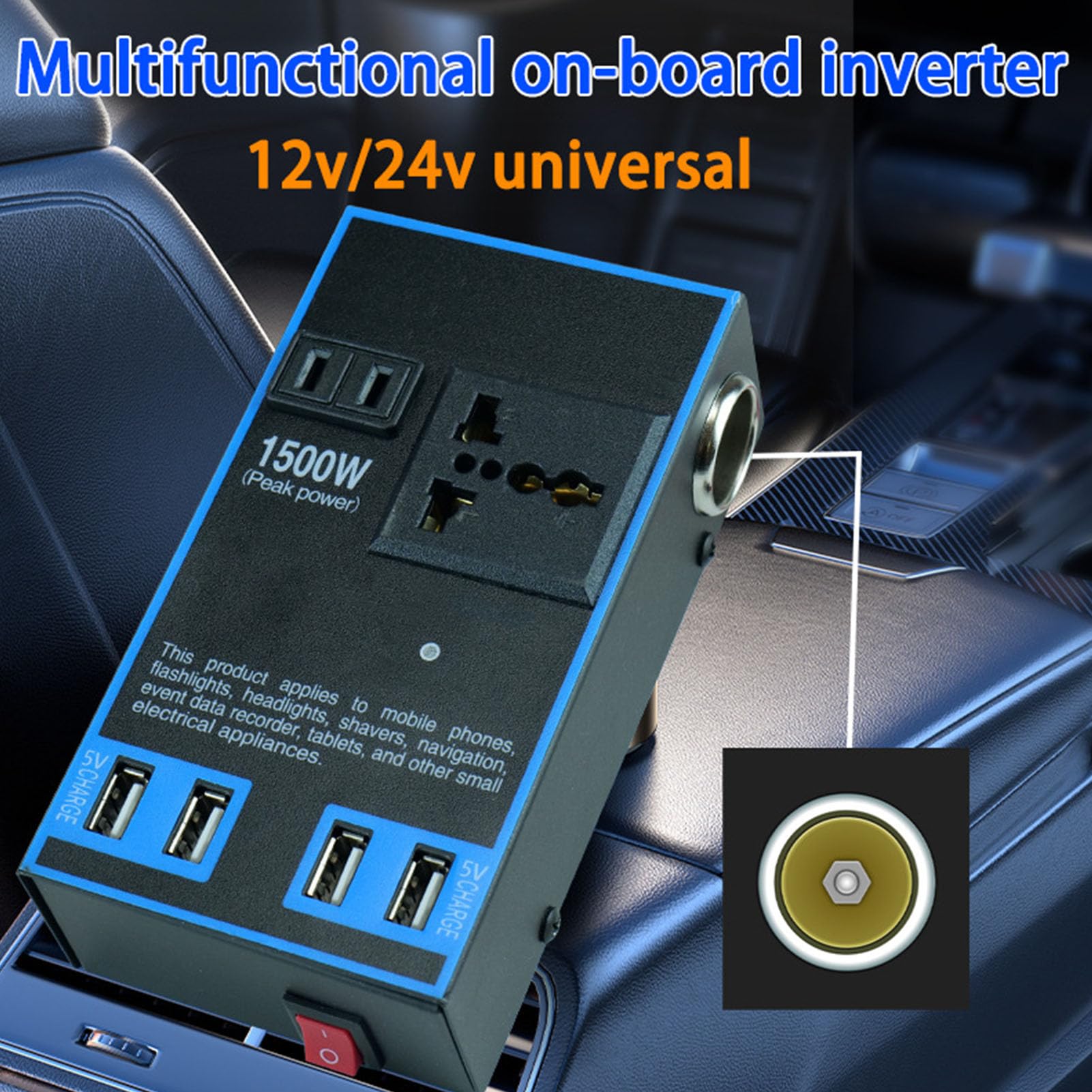 Amazon | 1500W 車用電源インバーター、12V 24V から 110V 220V